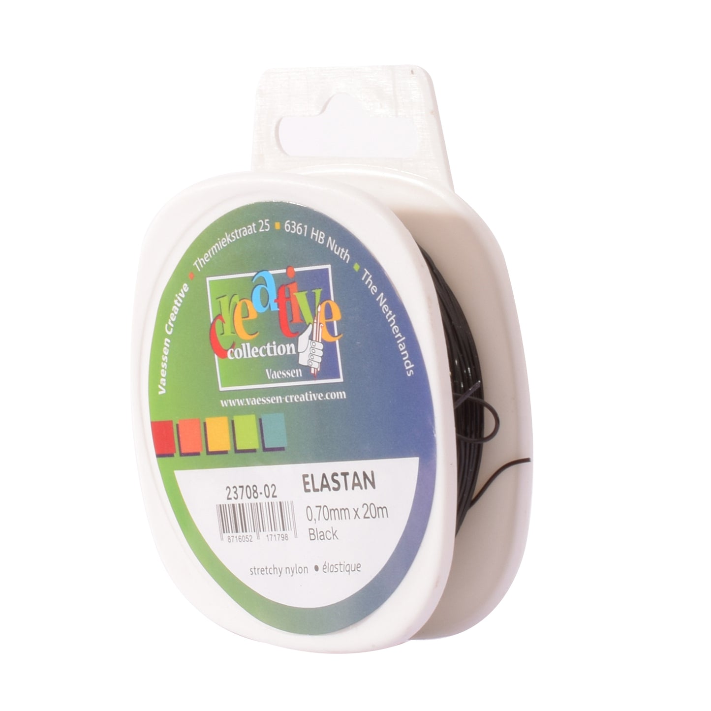 Vaessen creative • cordoncino di elastan elastico nero 0,7 mm 20 m
