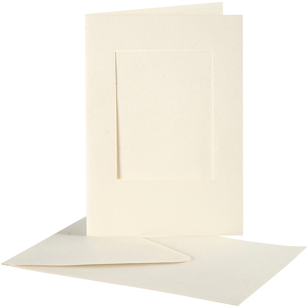 Biglietti passepartout aziendali Creativ, rettangolo, formato biglietto 10,5x15 cm, formato busta 11,5x16,5 cm, bianco sporco, 10 set 1 scatola