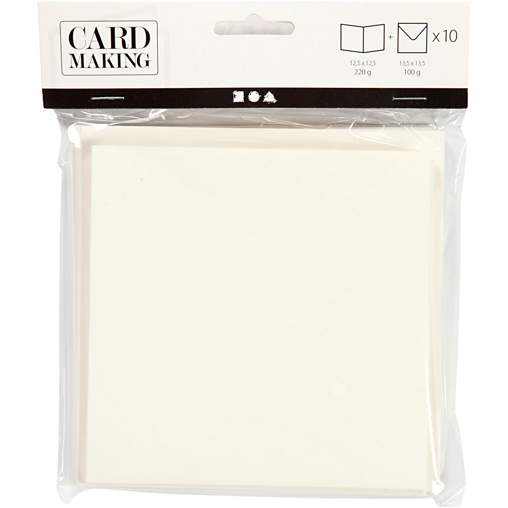 Buste per biglietti aziendali Creativ, formato biglietto 12,5x12,5 cm, formato busta 13,5x13,5 cm, bianco sporco, 10 set 1 scatola
