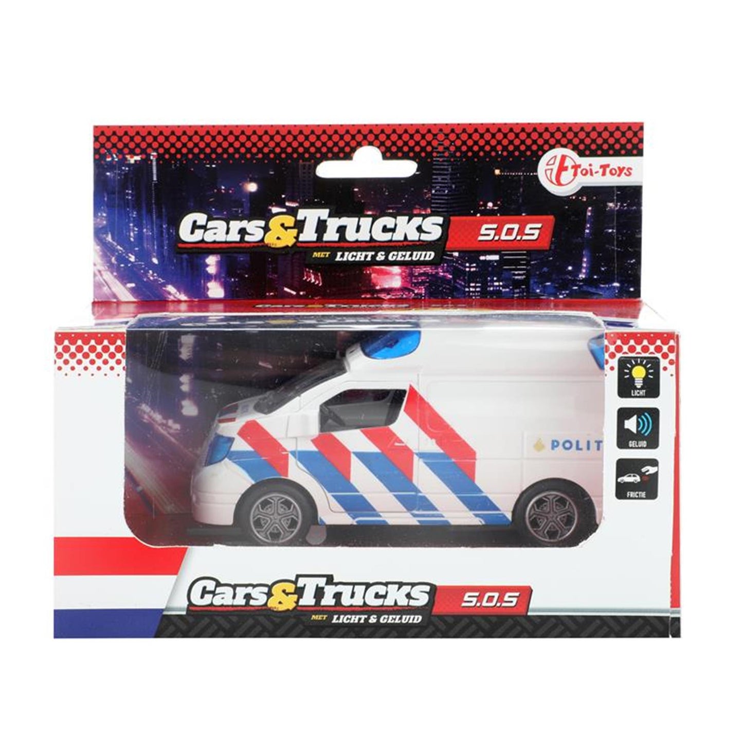 Toi-toys furgone della polizia attrito + luce e suono
