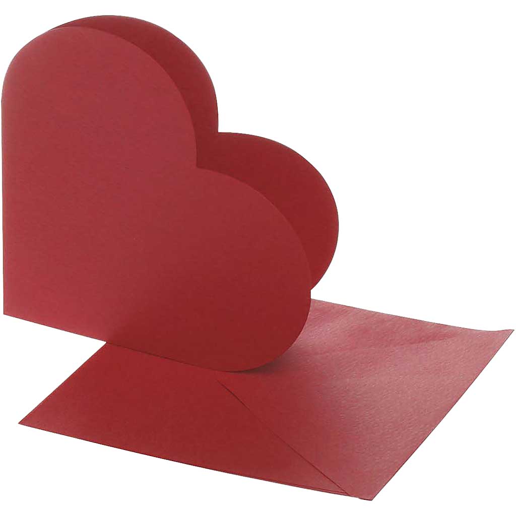 Biglietti a forma di cuore Creative Company, formato biglietto 12,5x12,5 cm, formato busta 13,5x13,5 cm, rosso, 10 set 1 scatola