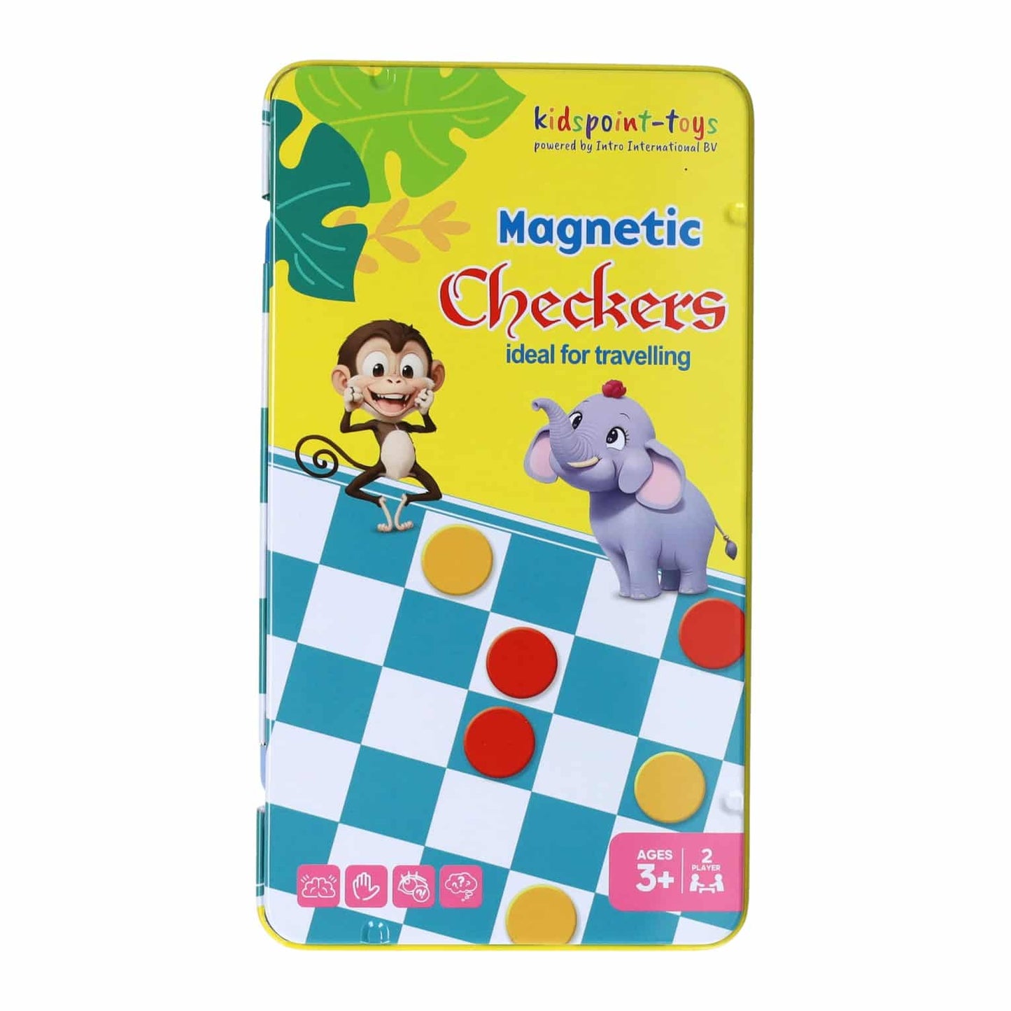 Intro magnetische reisspel in blik dammen