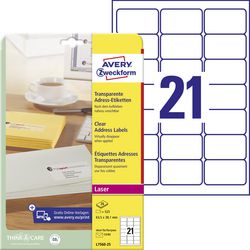 Etichette per indirizzi avery zweckform l7560 63,5x38,1mm trasparenti