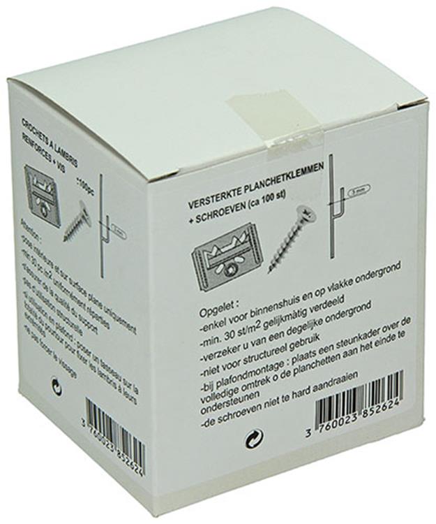 1004671 - 100 verst. planchetteklemen met schroeven 3mm | 10 stuks