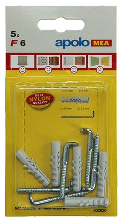Celo 1015382 - 5 nylon pluggen f 6 mm + schroefduimen 502620 | 5 stuks