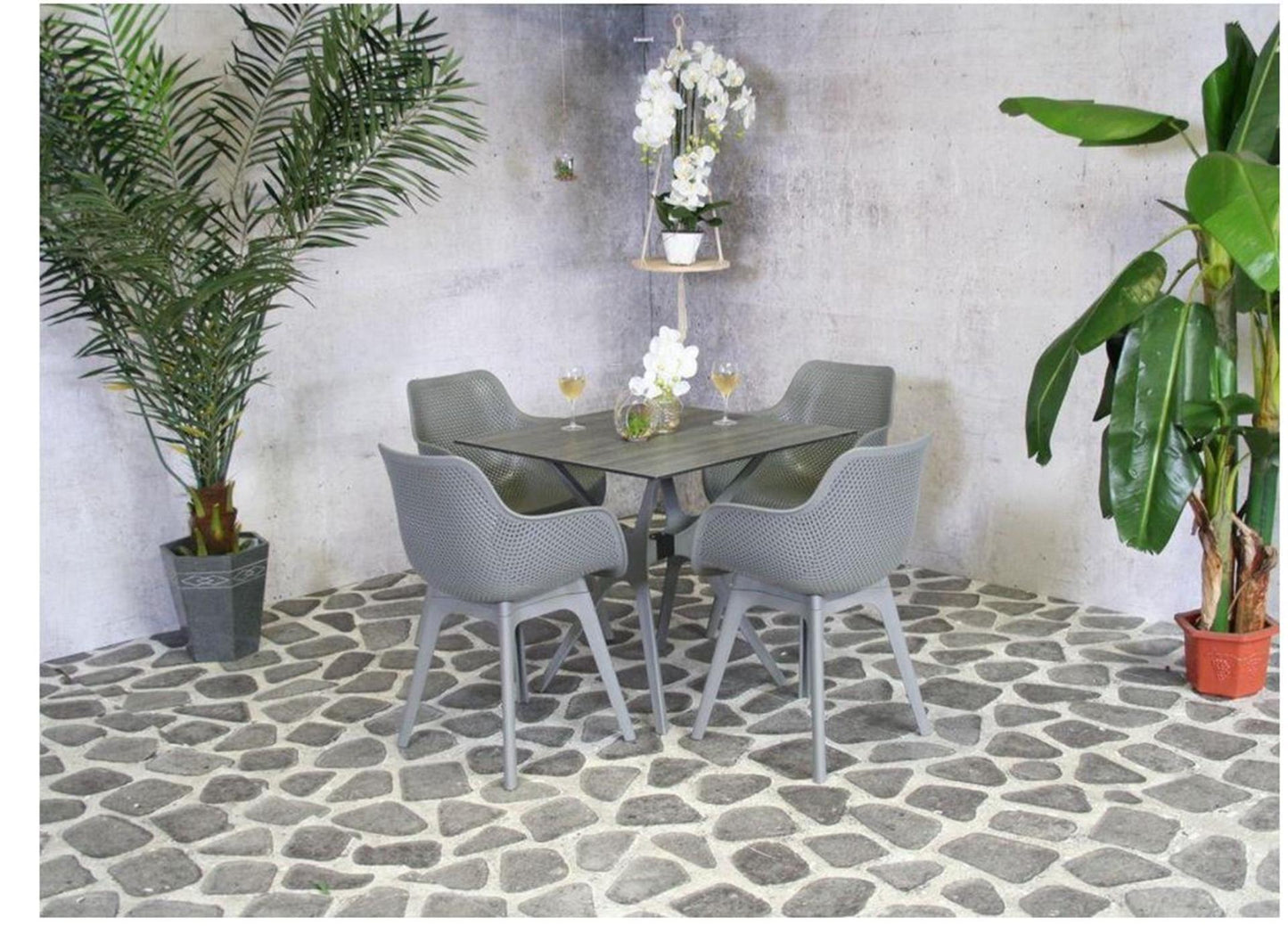 Silla de comedor Sens plástico jaspe gris oscuro