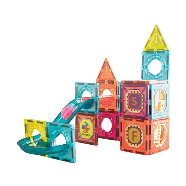 Toi-toys Juego de construcción con paneles magnéticos, pista de mármol - 78 piezas.