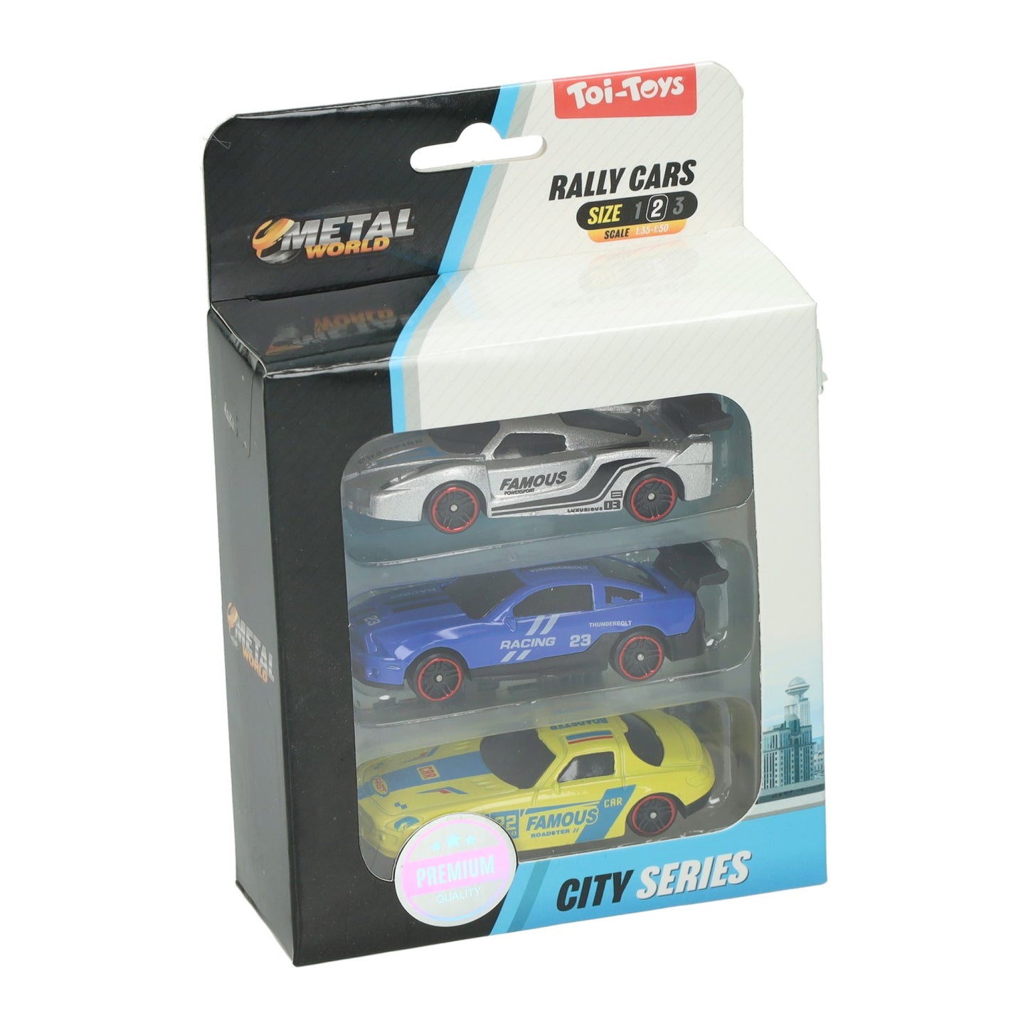 Toi-toys toi toys metal rally race auto classic set a 3 stuks citie series