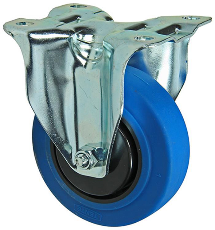 Mack by tente 1058924 - vast wiel blauw rubber loopvl plaat 100 mm | 4 stuks