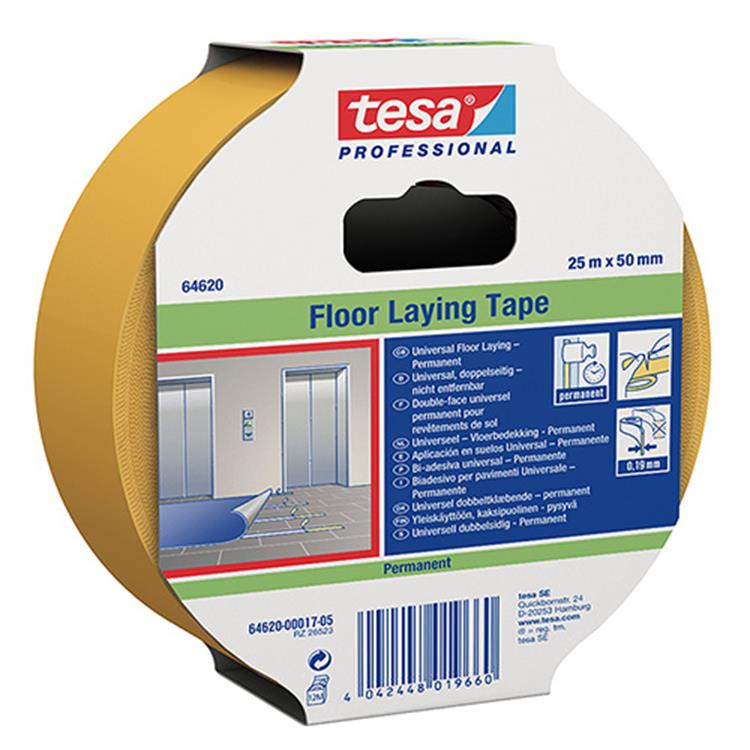 Tesa professional 1059199 - tapijttape universeel permanent 25m 50mm | 6 stuks