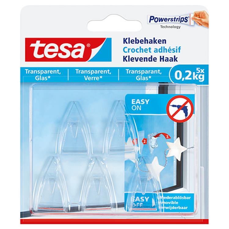 Tesa 1051177 - gancio decorativo trasp. -200g| 10 pezzi