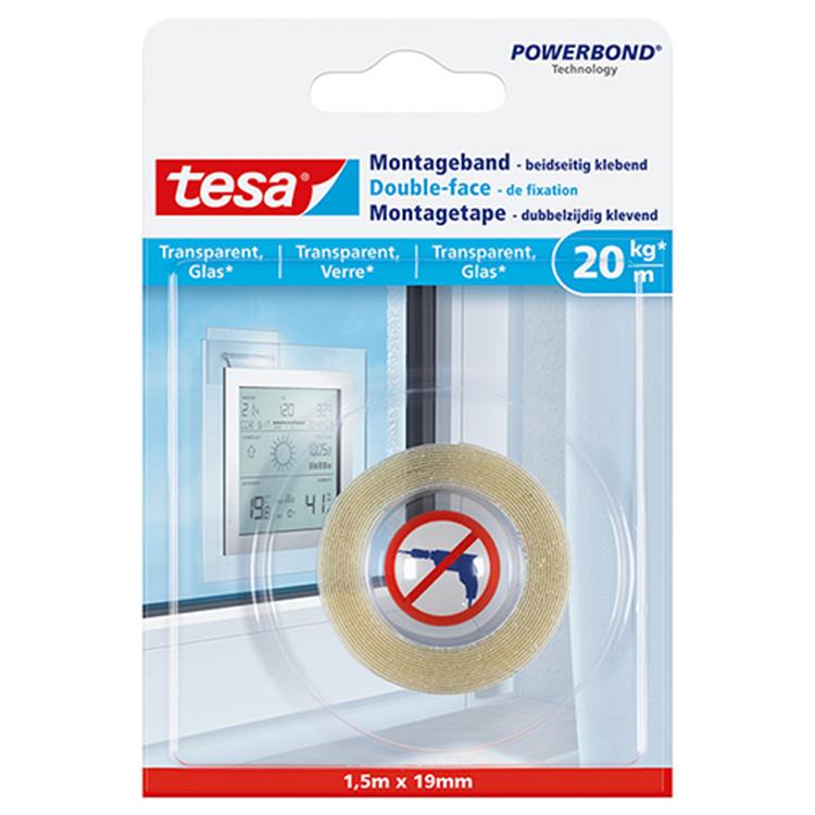 Tesa 1051179 - nastro di montaggio powerbond® trasparente 1,5 m:19 mm | 6 pezzi
