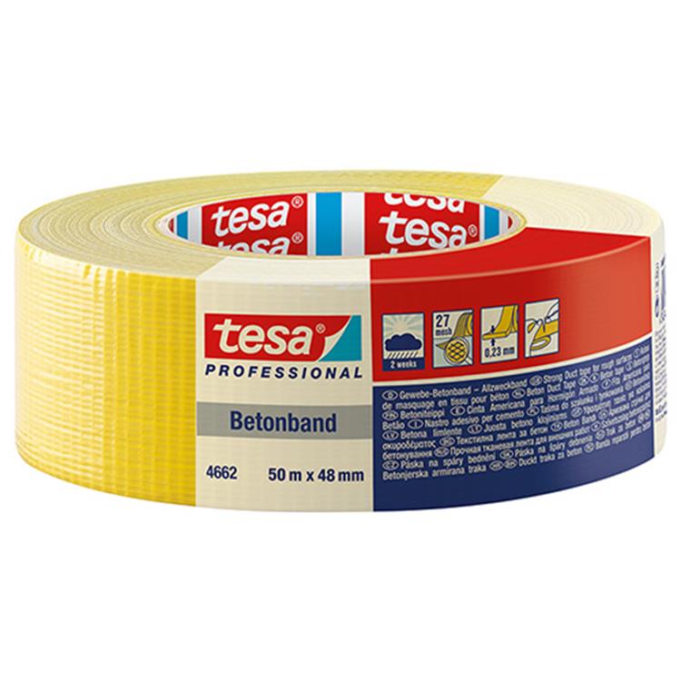 Tesa profesional 1059194 - listón de hormigón amarillo 50m 48mm | 6 piezas