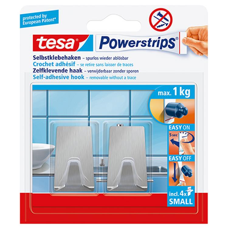 Tesa 1059018 - Multiprese piccole rettangolari in metallo | 6 pezzi