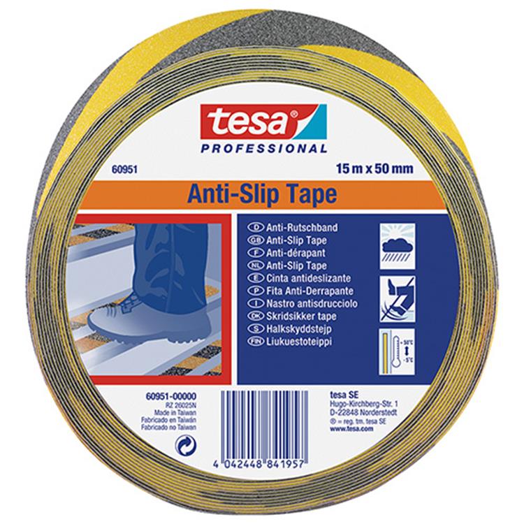 Tesa professional 1059190 - tesa antiscivolo nero giallo 15m 50mm | 6 pezzi