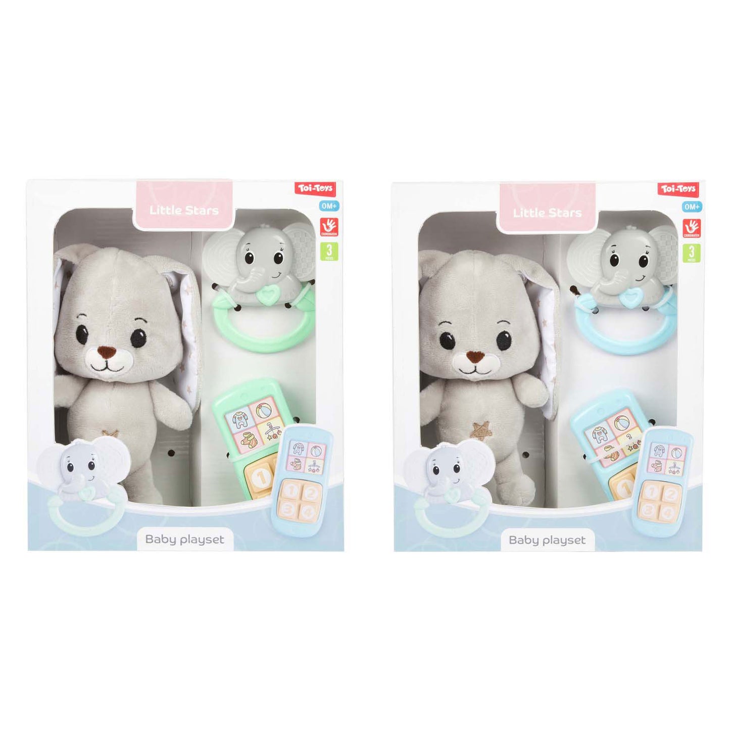 Toi-toys peluche bebé estrellitas conejo de peluche con sonajero y teléfono, 3 uds.
