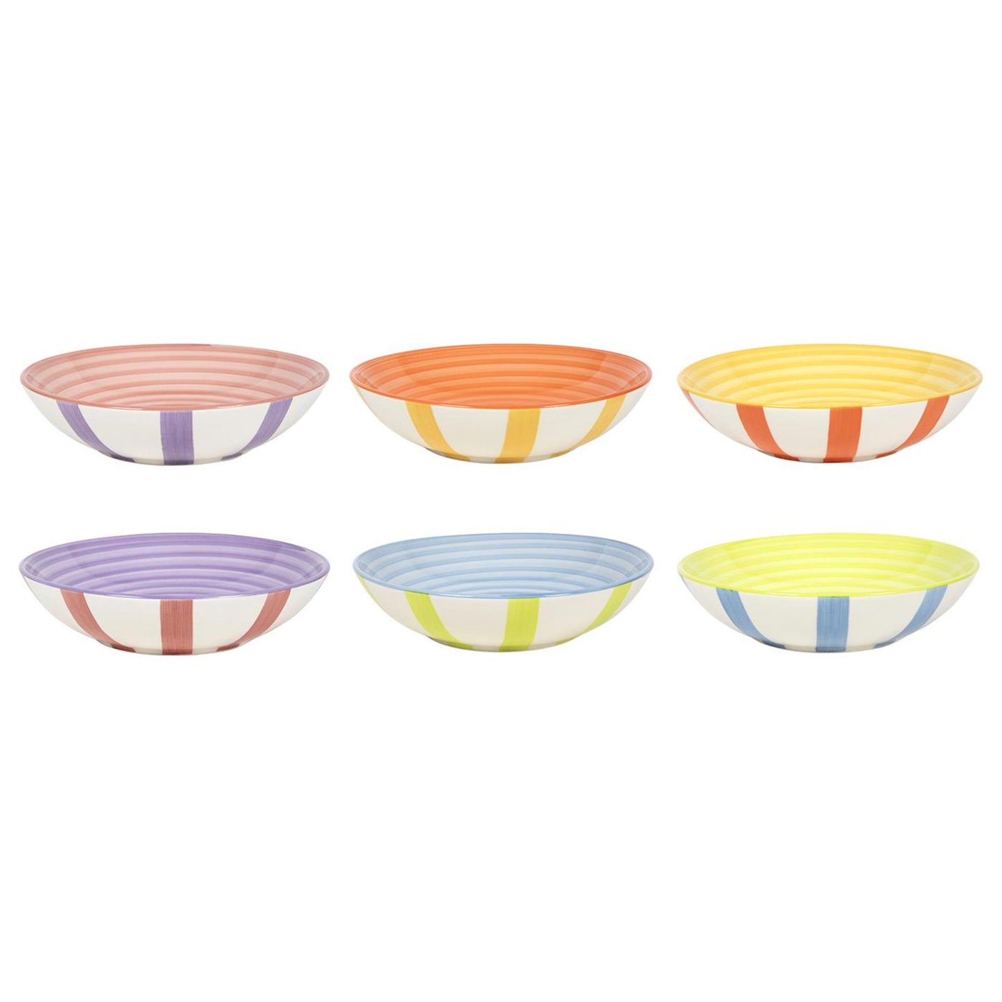 Piatto fondo righe estive ø19cm 6 pezzi