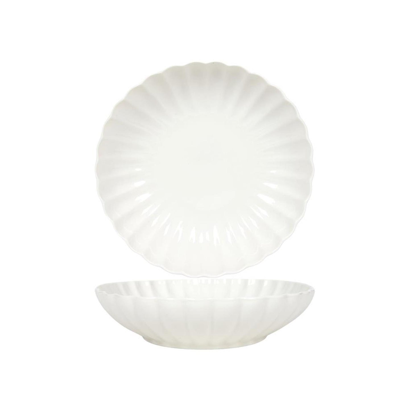 Svenska living plato hondo ø20cm flor blanco roto 6 piezas