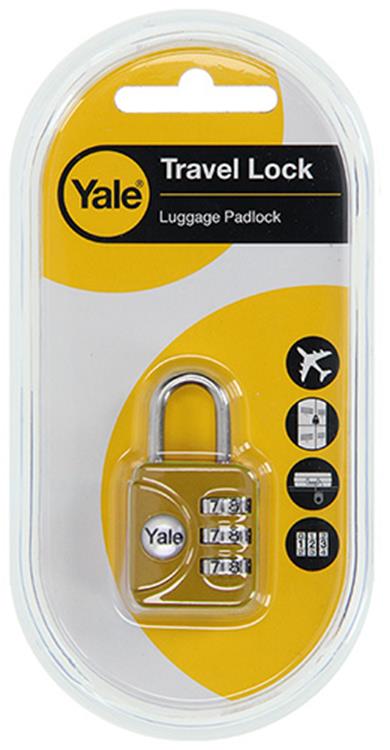 Yale 1018568 - lucchetto con combinazione per valigie giallo yp1 28 121 1a 28mm | 5 pezzi