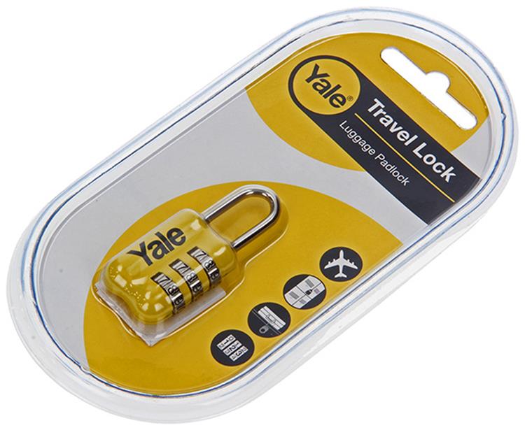 Yale 1018571 - lucchetto con combinazione per valigie giallo yp2 23 128 1a 23mm | 5 pezzi