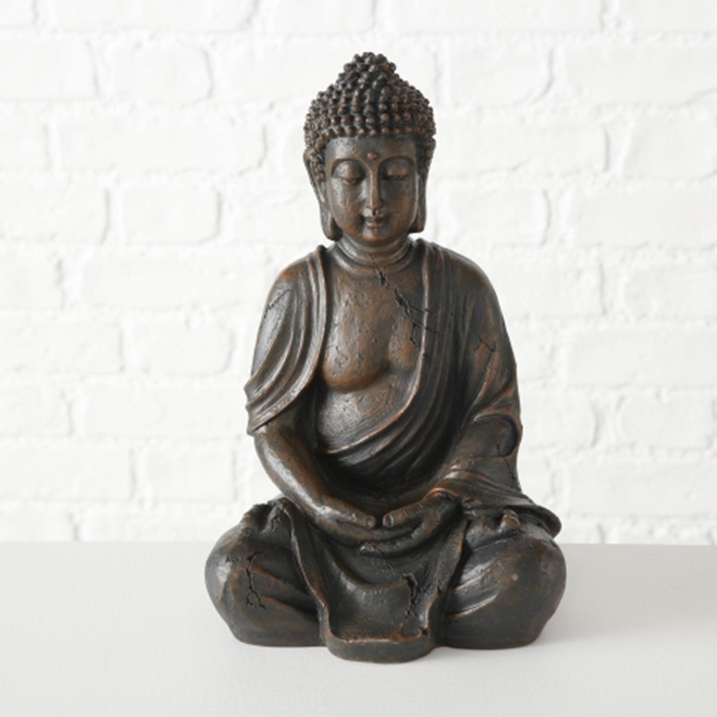Boltze home boeddha beeld h30cm polyresin bruin
