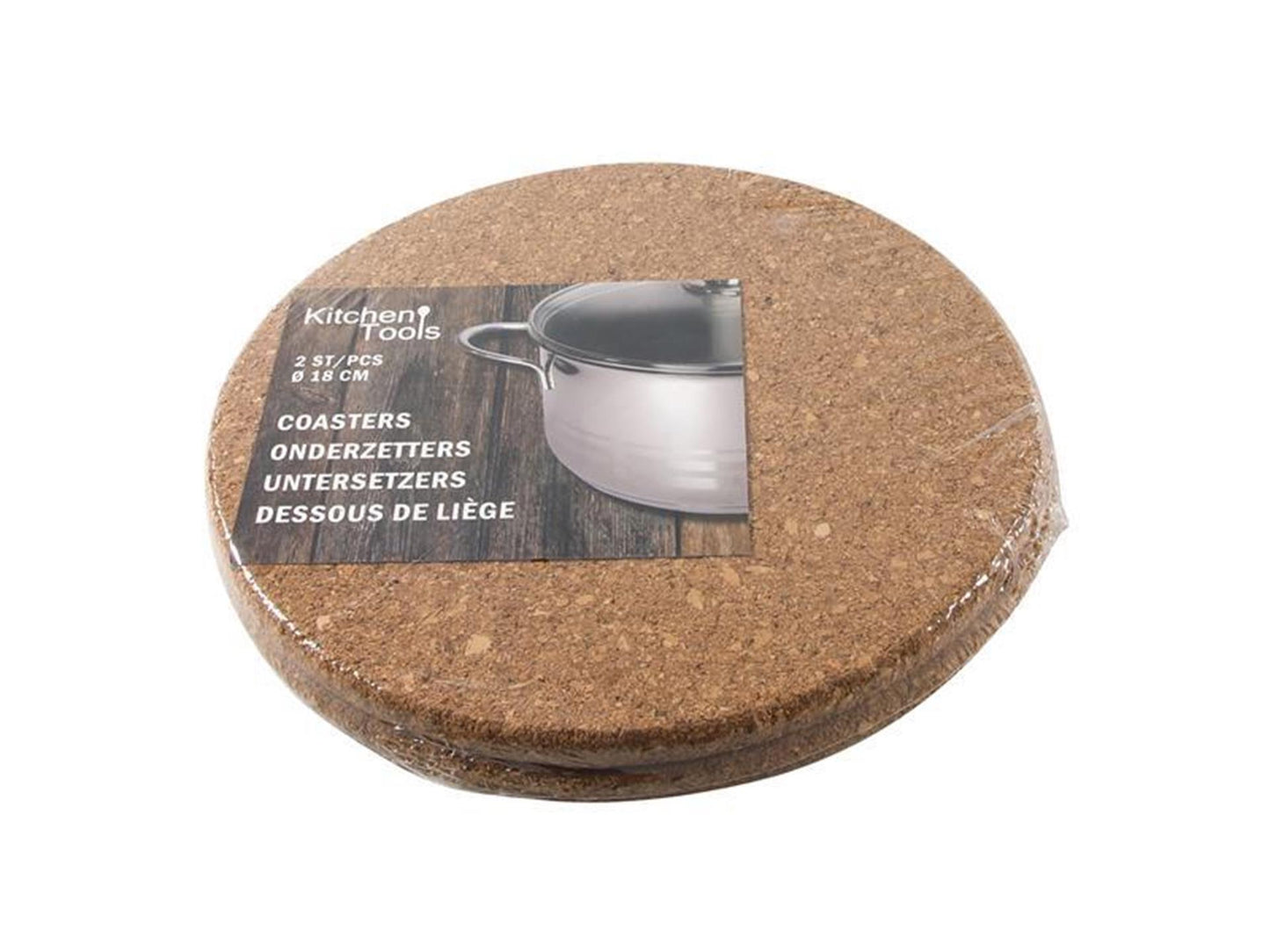 Utensilios de cocina posavasos corcho juego de 2 piezas ø18cm
