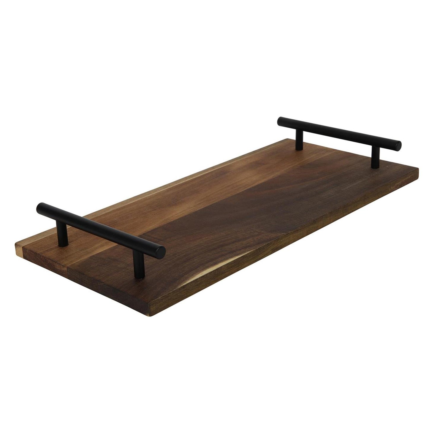 Bandeja acacia con asa negra 36x17x2cm