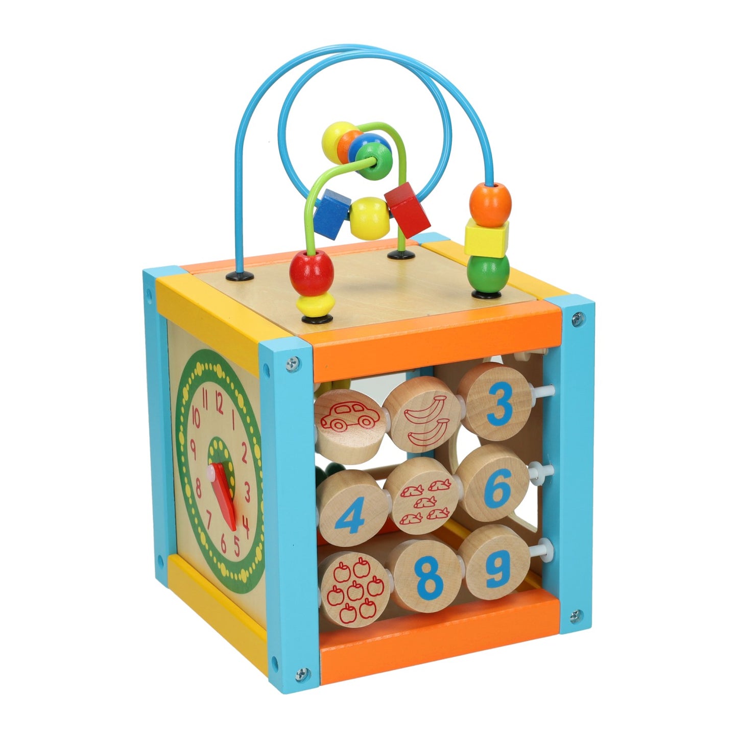 Jonotoys primi passi - houten activiteiten kubus met spiraal 5 in 1