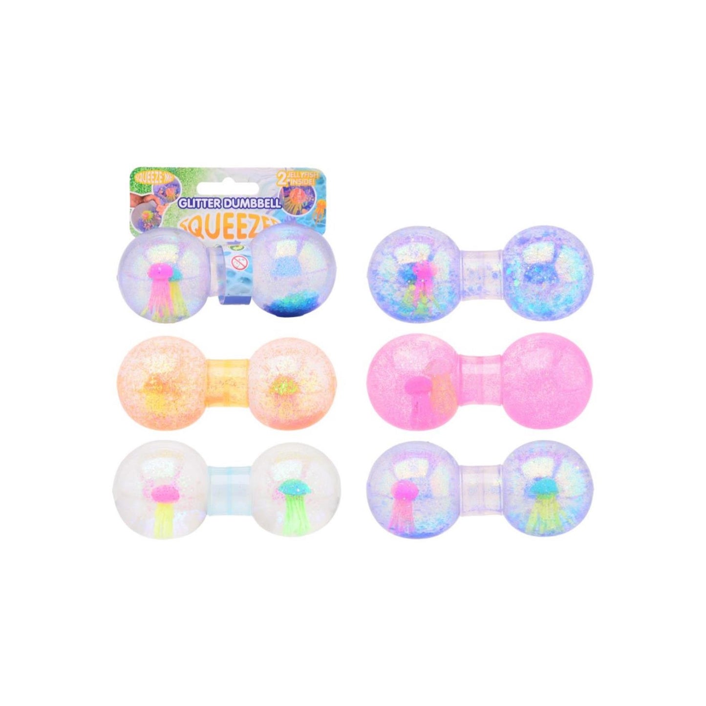 Johntoy Glitter Squeeze Dumbell con medusas