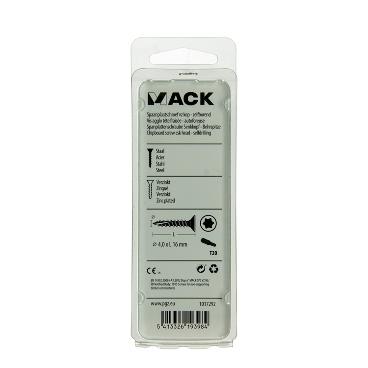 Mack 1017292 - españaplschr.vzkop-selfb. chapado en amarillo 35 piezas 4,0 x 16 mm | 10 piezas