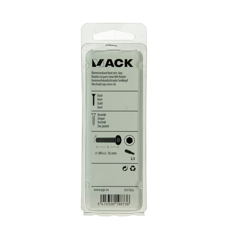 Mack 1017656 - perno hexagonal chapado. condición de cabeza 12 piezas m4x16 | 10 piezas