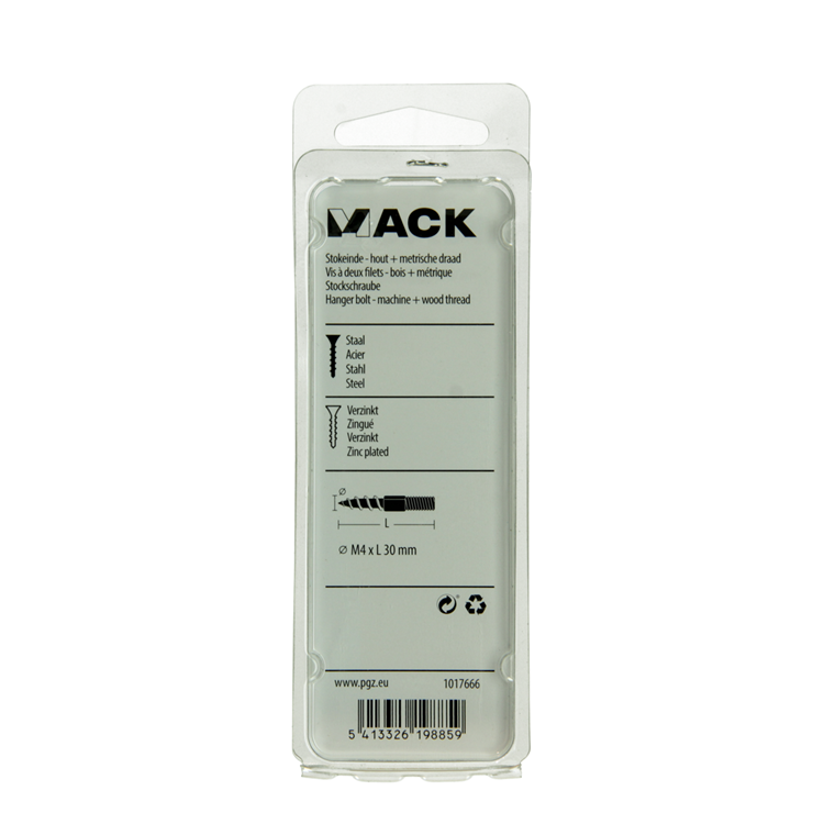 Mack 1017666 - palo extremo madera + metro. conductor de alambre 8 piezas m4x30 | 10 piezas