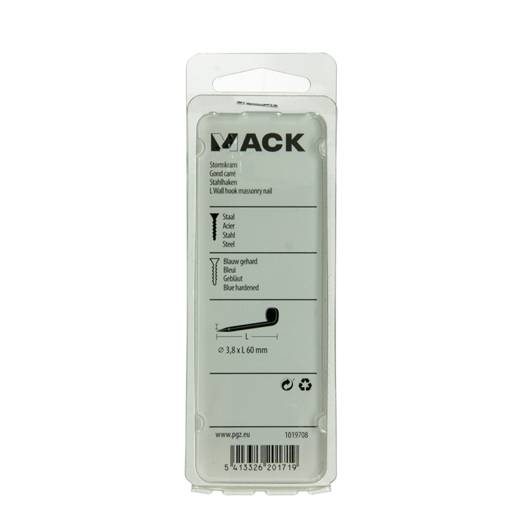 Mack 1019708 - gancho para viga acero pavonado 6 piezas 3,8 x 60 mm | 5 piezas