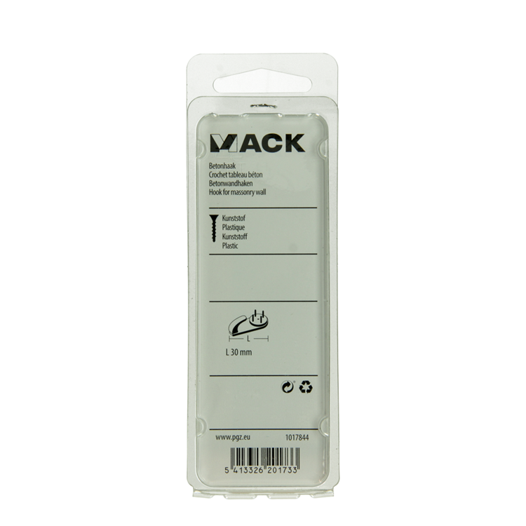 Mack 1017844 - gancho hormigón plástico 4uds 30mm | 10 piezas