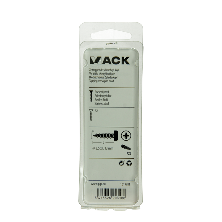 Mack 1019781 - tornillo autorroscante culata a2 14 piezas 3,5 x 13 mm | 10 piezas