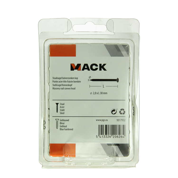 Mack 1017932 - clavo de acero bvk acero pavonado 200 gr 2,0 x 30 mm | 5 piezas