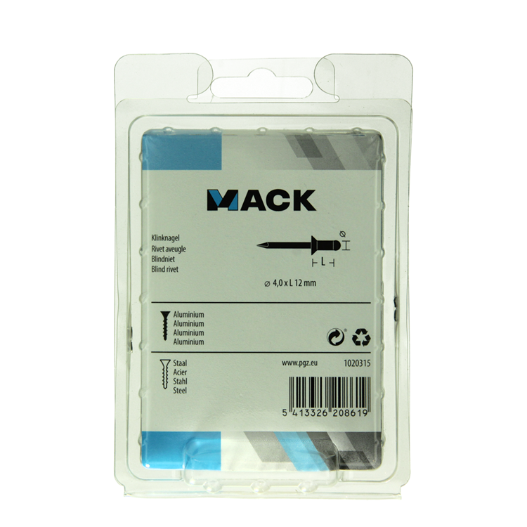 Mack 1020315 - 80 graffe cieche alluminio 4.0x12mm | 5 pezzi