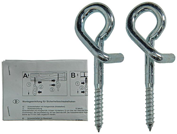 Mack 1006903 - 2 ganchos oscilantes de seguridad 12 x 160 mm galvanizados | 5 piezas