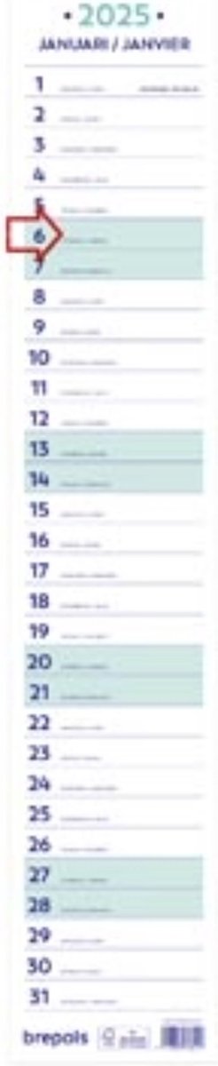 Calendario mensile a nastro Post-it Brepols, 2025