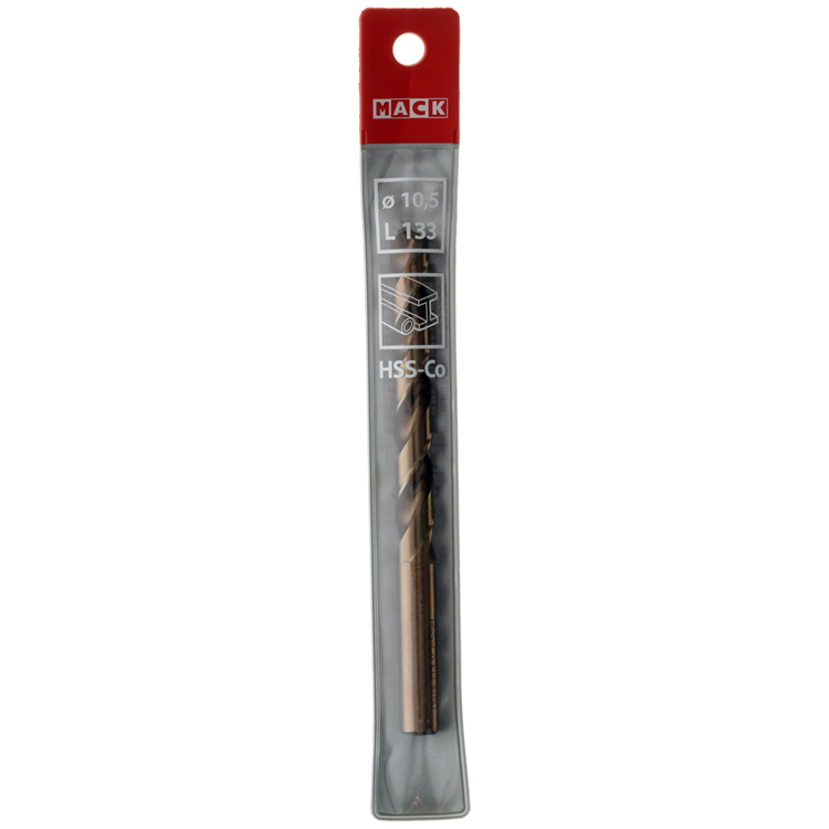 Mack 1018204 - taladro metal hss co5% din 338 ø 10,5 x 133 mm | 5 piezas