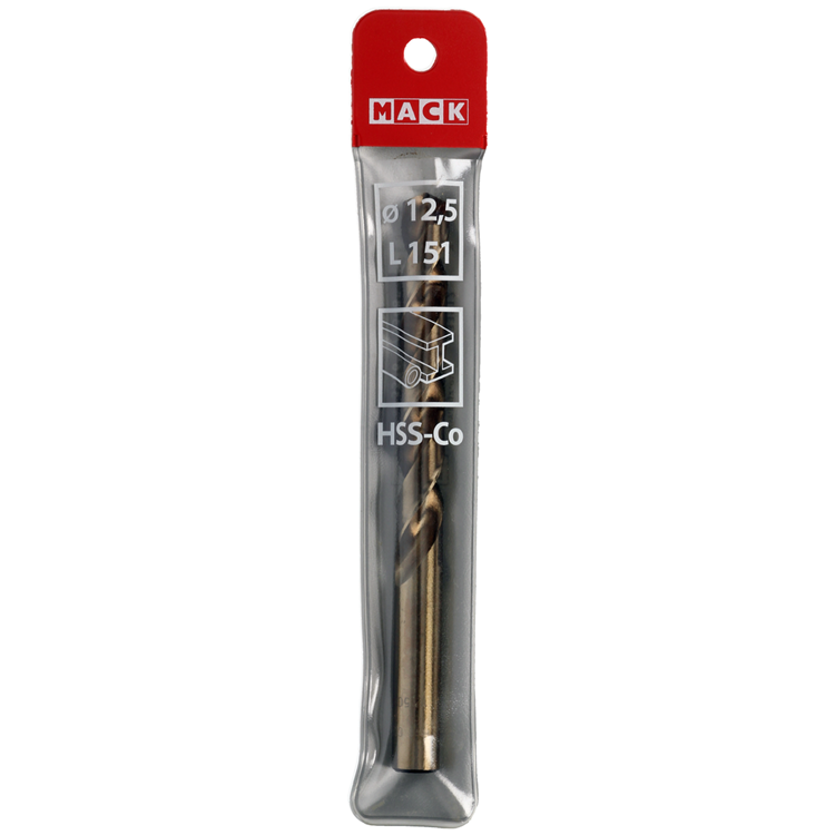 Mack 1018206 - taladro metal hss co5% din 338 ø 12,5 x 151 mm | 5 piezas