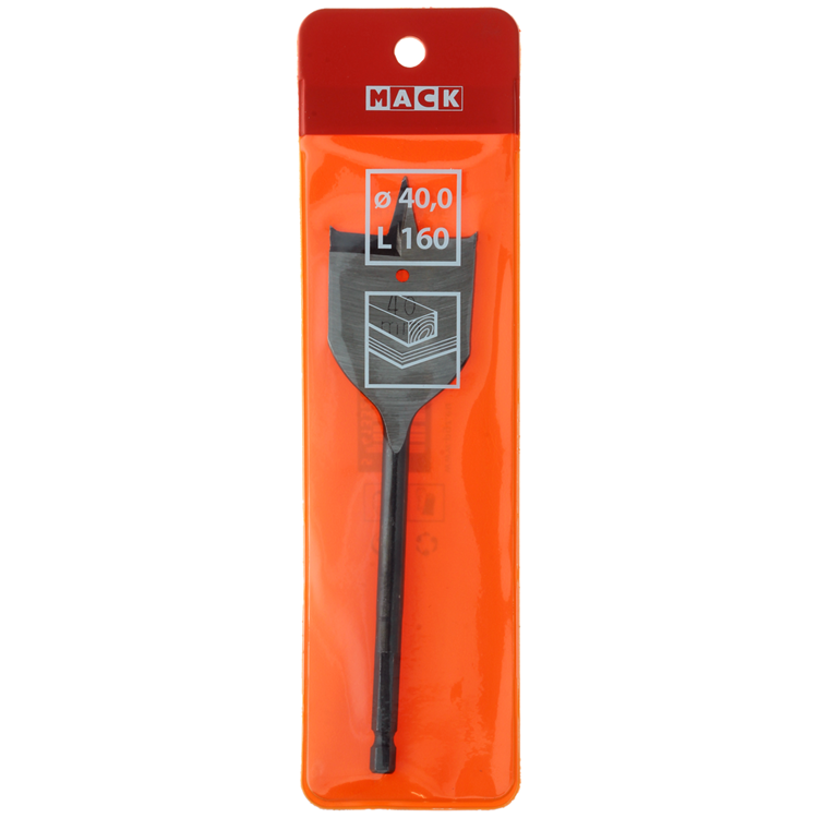 Mack 1018259 - Broca plana para madera DIN 7487 ø 40,0 x 160 mm | 5 piezas