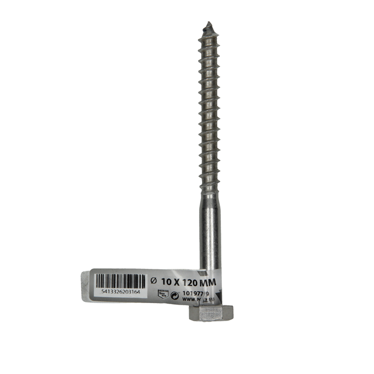 Mack 1019779 - perno roscado para madera acero inoxidable 1ud 10 x 120 mm | 10 piezas