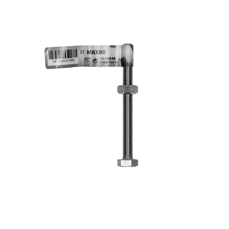 Mack 1019848 - perno grifo + tuerca acero inoxidable 1ud m8x80 | 10 piezas