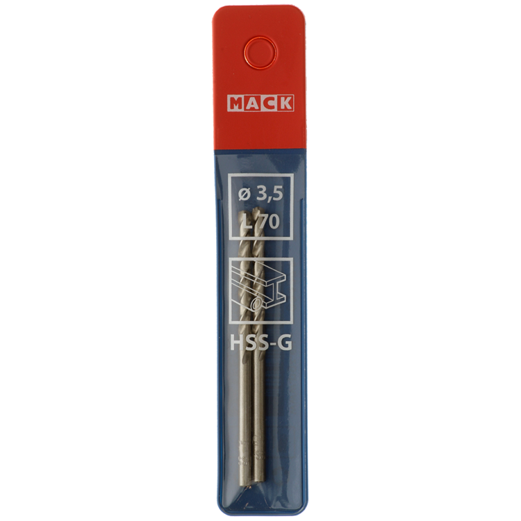 Mack 1018402 - taladro para metal hss g din 338 ø 3,5 x 70 mm 2 piezas | 5 piezas
