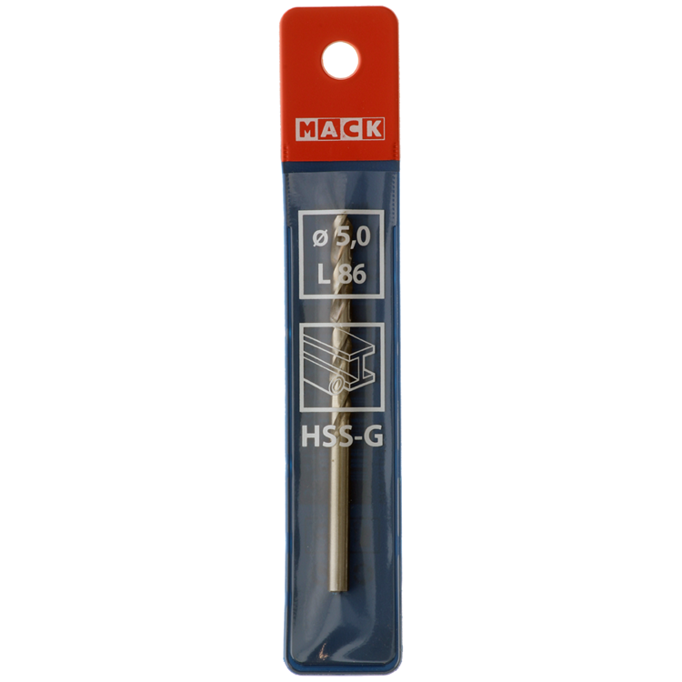 Mack 1018406 - taladro para metal hss g din 338 ø 5,0 x 86 mm | 5 piezas