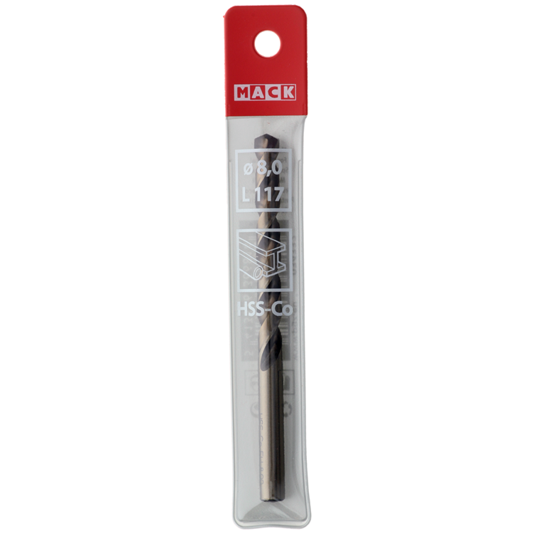 Mack 1018431 - taladro metal hss co5% din 338 ø 8,0 x 117 mm | 5 piezas