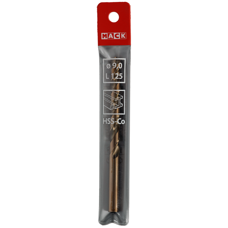 Mack 1018433 - taladro metal hss co5% din 338 ø 9,0 x 125 mm | 5 piezas