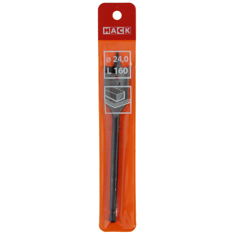 Mack 1018521 - Broca plana para madera DIN 7487 ø 24,0 x 160 mm | 5 piezas