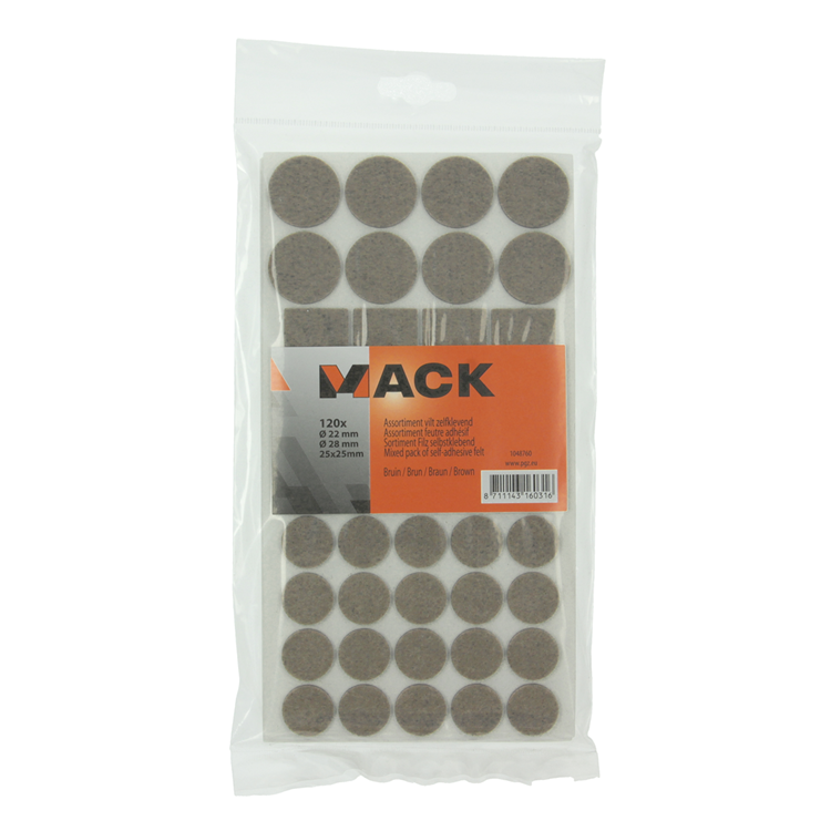 Mack 1048760 - assortimento feltro autoadesivo marrone | 12 pezzi